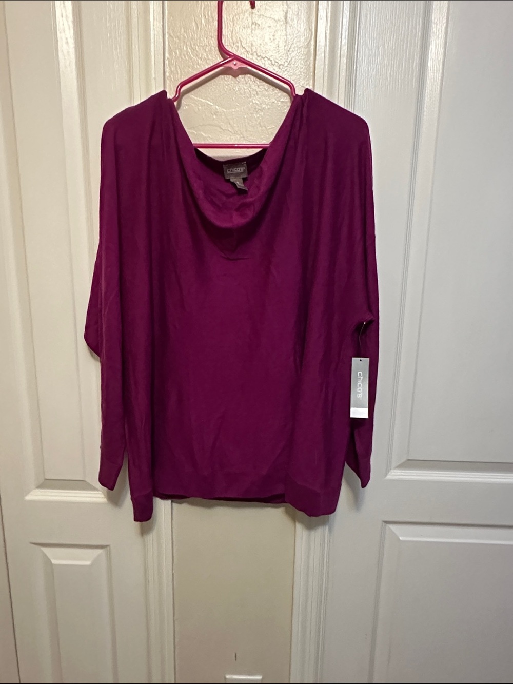 croft & barrow Women's Draped Cowl Neck Sweater - Magenta